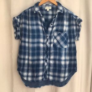 Blue plaid flannel shirt